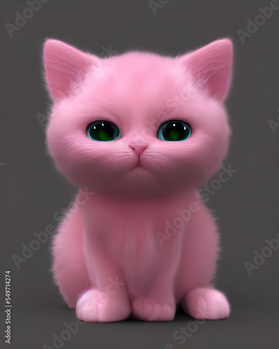 Digital Illustration Cute Pink Kitten