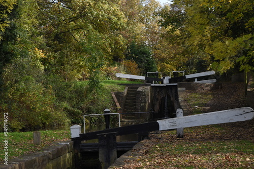 the canal locks close to the stewponey wharf on the stourbridge canal