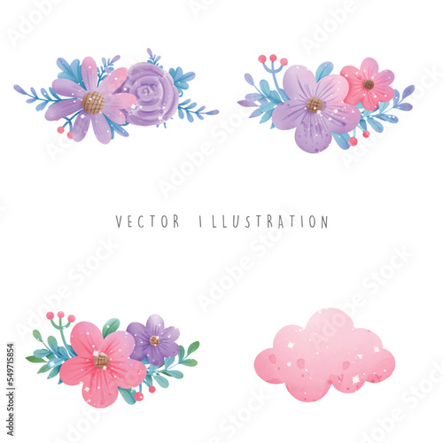 Fototapeta Naklejka Na Ścianę i Meble -  watercolor flower element, vector illustration