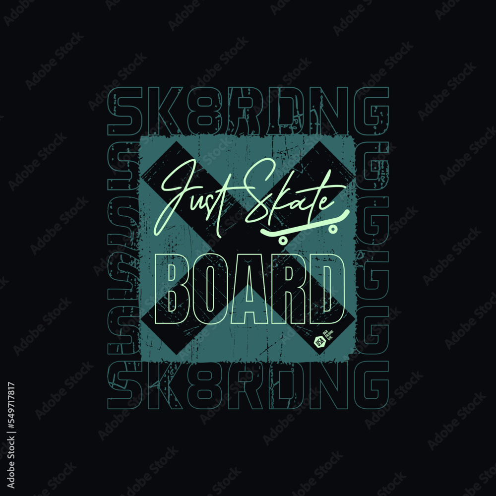 Vector illustration on the theme of skateboarding and skateboard in New York City. Vintage design. Grunge background. Typography, t-shirt graphics, poster, print, postcard	