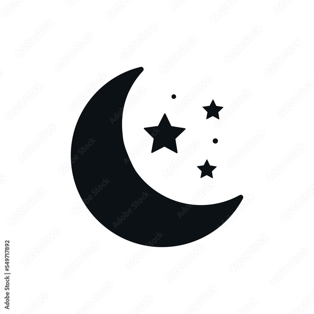 Moon and stars silhouette isolated on white background. Vector stock. Moon and stars silhouette isolated on white background. Vector stock.