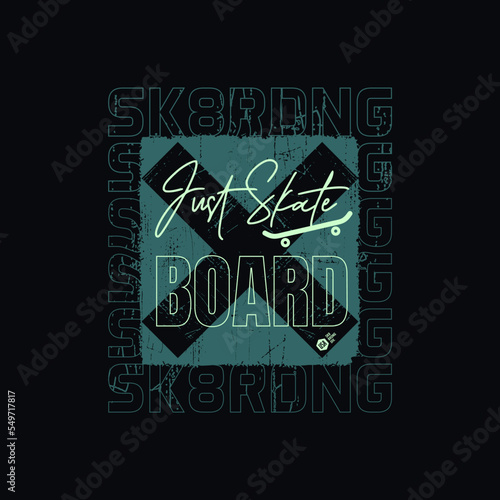 Vector illustration on the theme of skateboarding and skateboard in New York City. Vintage design. Grunge background. Typography, t-shirt graphics, poster, print, postcard	