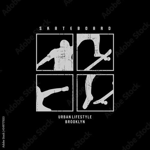 Vector illustration on the theme of skateboard and skateboarding in Brooklyn. Sport typography, t-shirt graphics, print, poster, banner, flyer, postcard,etc	