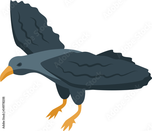 Dark raven icon isometric vector. Crow bird. Wing crow