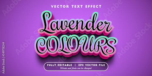 Text effects 3d lavender colours, editable text style