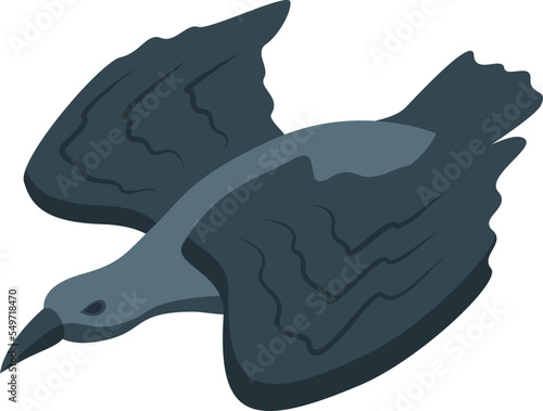 Fly raven icon isometric vector. Crow bird. Death animal