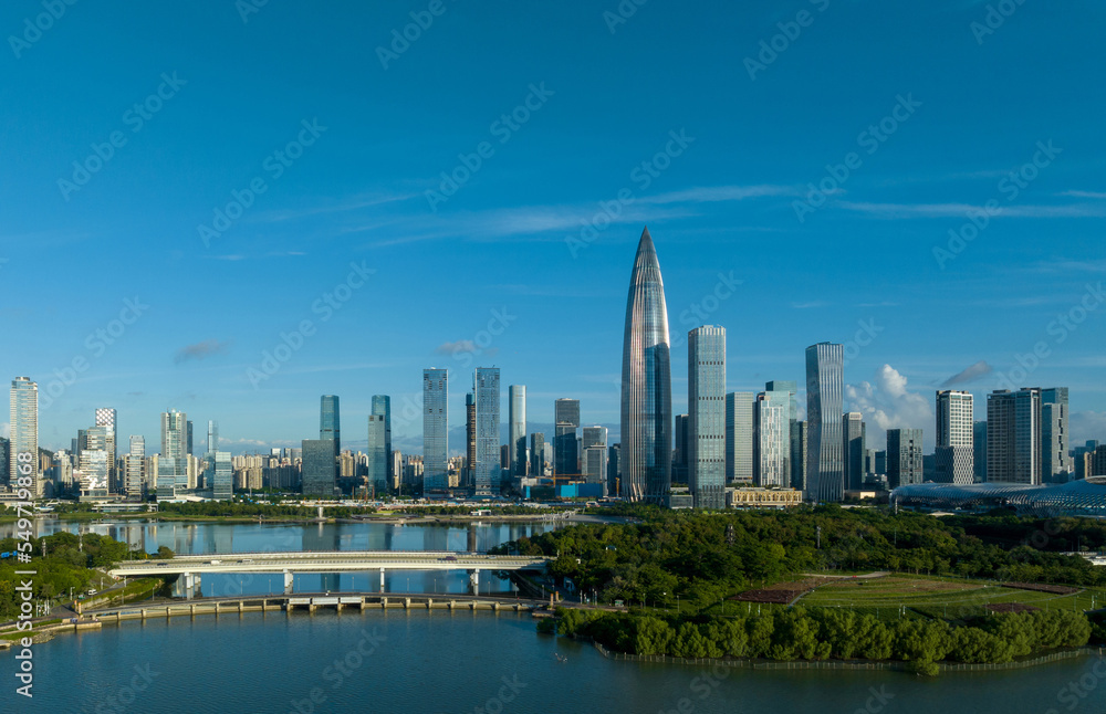 Shenzhen ,China - Circa 2022:  Aerial view of landscape in Shenzhen city,China
