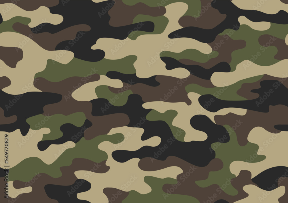 Fototapeta premium Camouflage seamless pattern military texture. Abstract modern endless camo backgound. Fabric textile print template. Vector illustration.