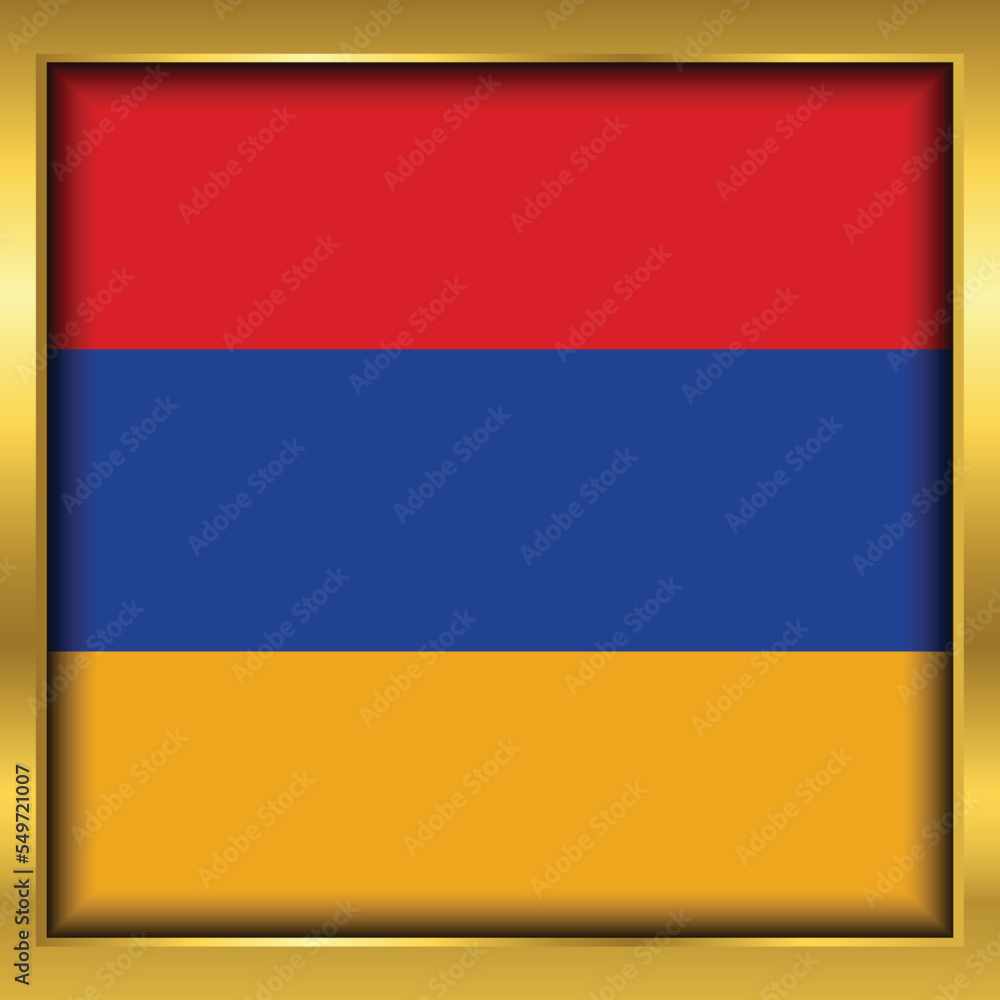 Armenia Flag,Armenia flag golden square button,Vector illustration eps10. Armenia Flag,Armenia flag golden square button,Vector illustration eps10.