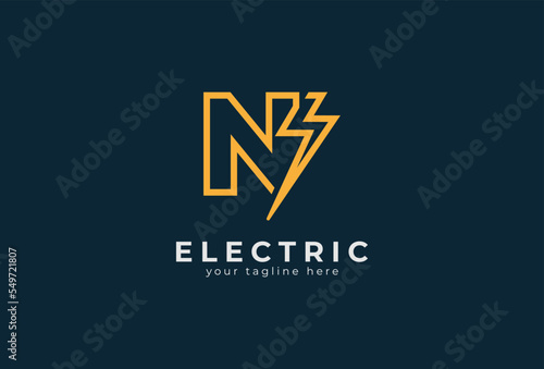 Electric Logo, abstract letter N and lightning bolt combination, tunder bolt design logo template element, vector illustration Free Download Electric Logo, abstract letter N and lightning bolt combination, tunder bolt design logo template element, vector illustration - GFXLoad