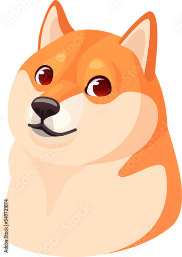 Meme dog. Viral internet memes fun art japan dog face with eyes shiba inu drawing head canine animal, popular brand digital marketing funny thug puppy ingenious vector illustration