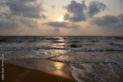 Fototapeta Naklejka Na Ścianę i Meble -  Sunset at the Negombo beach. Sri Lanka.
