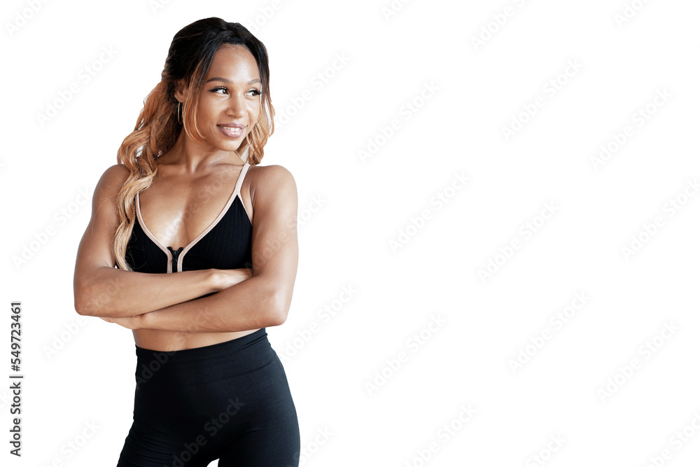 A female coach on a transparent background in sportswear for sports. A female coach on a transparent background in sportswear for sports.