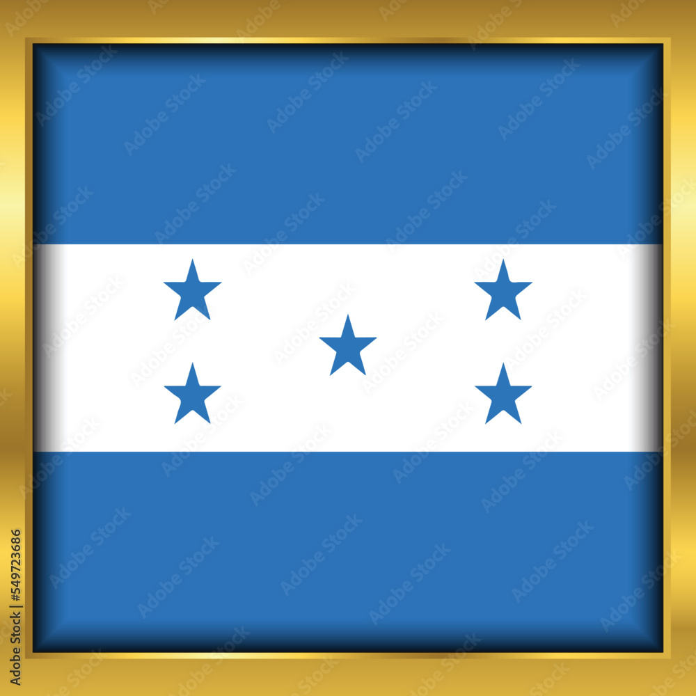 Honduras Flag,Honduras flag golden square button,Vector illustration eps10. Honduras Flag,Honduras flag golden square button,Vector illustration eps10.