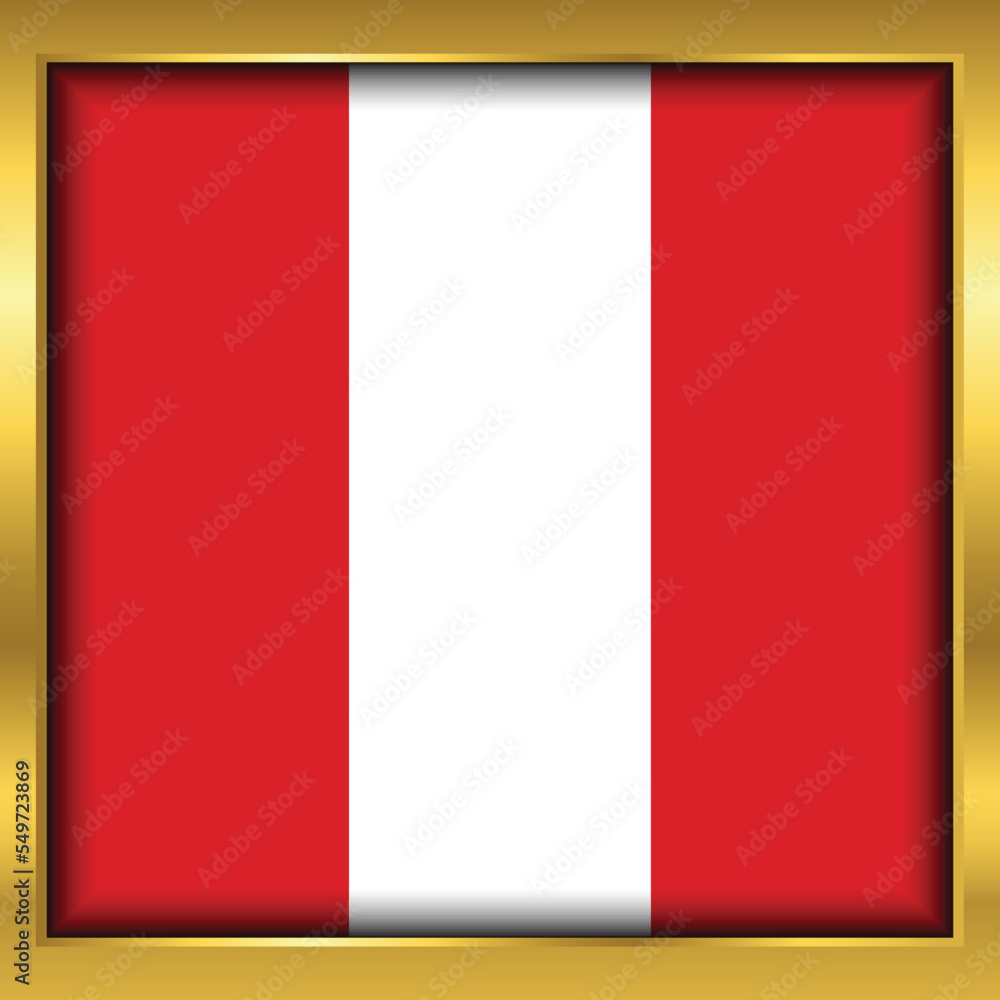 Peru Flag,Peru flag golden square button,Vector illustration eps10. Peru Flag,Peru flag golden square button,Vector illustration eps10.