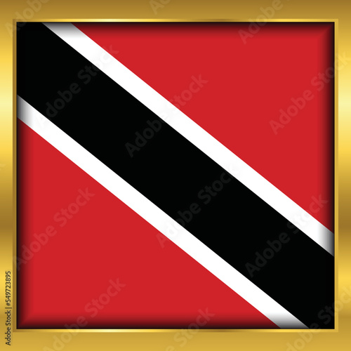 Free Download Trinidad and Tobago Flag, Trinidad and Tobago flag golden square button,Vector illustration eps10.	 - GFXLoad