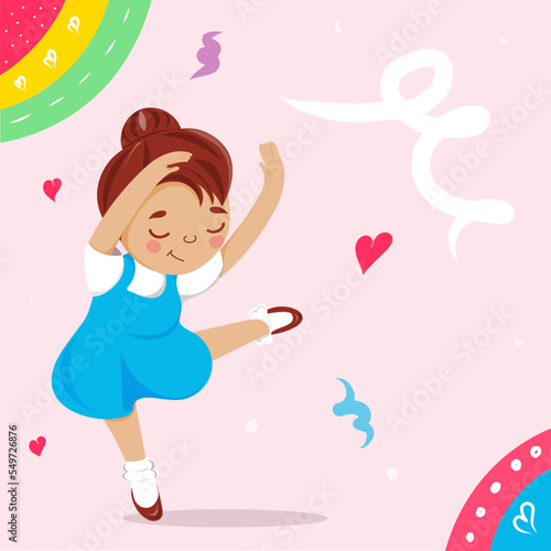 Girl dancing around hearts and serpentine