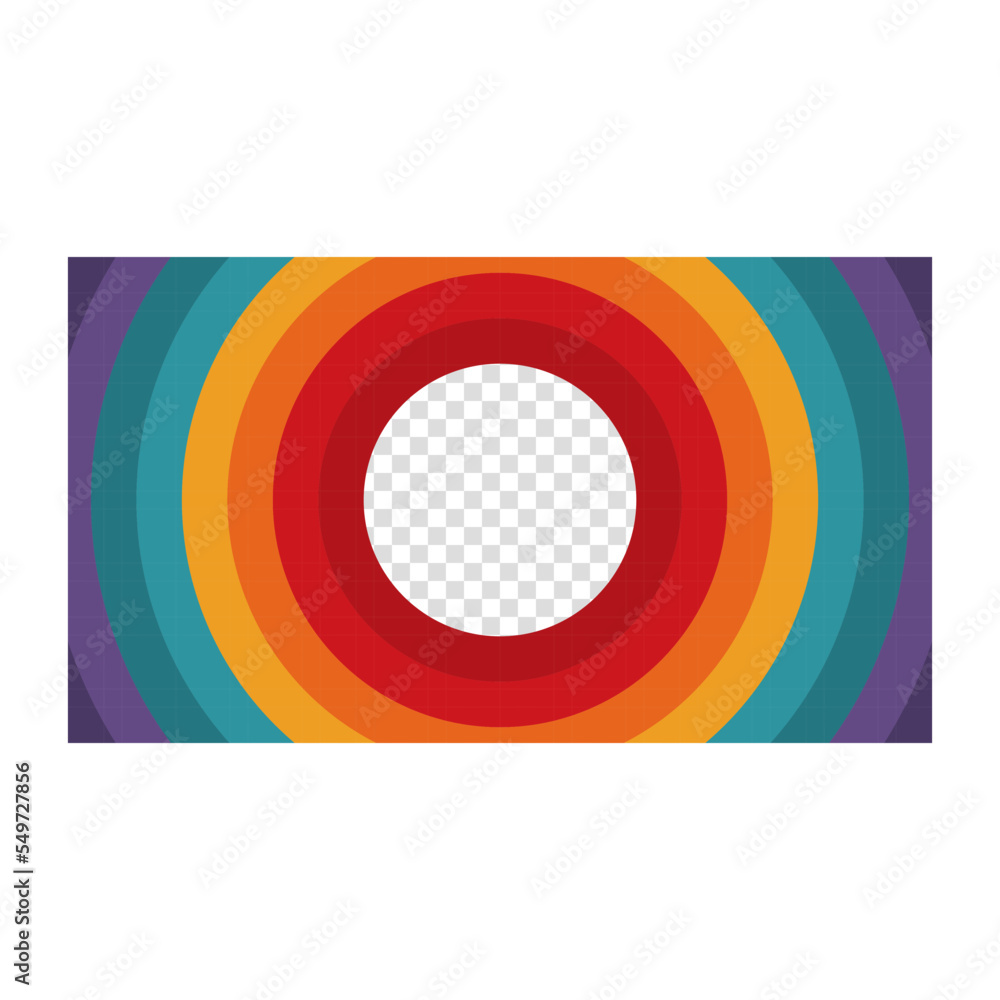 Obraz premium Abstract 1970's 1980's 1960's background with circles element and retro colors. Design in futuristic retro style with transparent circle. Vector funky illustration.