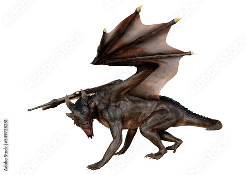 3D Rendering Fairy Tale Dragon on White