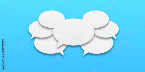 Set of speech bubbles icons. Communication between people, a kind of active conversation. The concept of human communication. illustration of speech bubbles in white on a blue background.