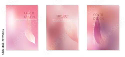 Set of 3  cover templates with bright gradient backgrounds in modern style. For brochures, booklets, branding, social media and other projects. Just add your title and description. © blina