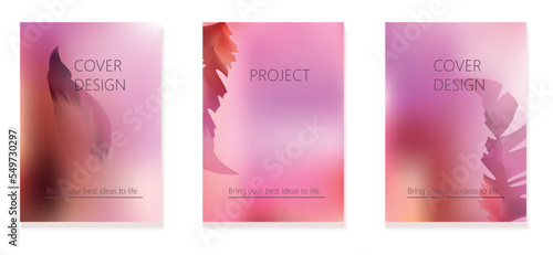Set of 3  cover templates with bright gradient backgrounds in modern style. For brochures, booklets, branding, social media and other projects. Just add your title and description. © blina