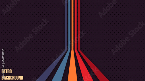 Simple abstract retro futuristic design in 70's style with colorful lines. Vector illustration. Funky technology background.