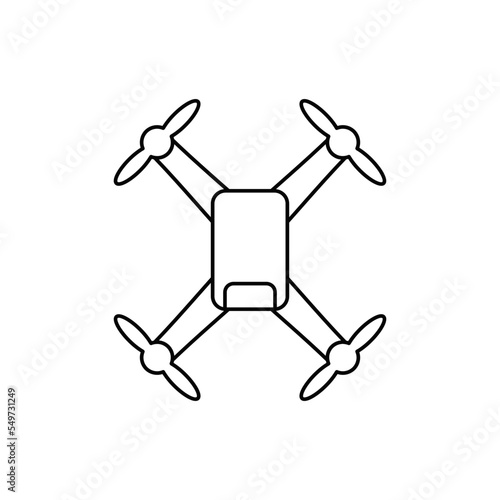 Drone quadcopter icon in line style icon, isolated on white background