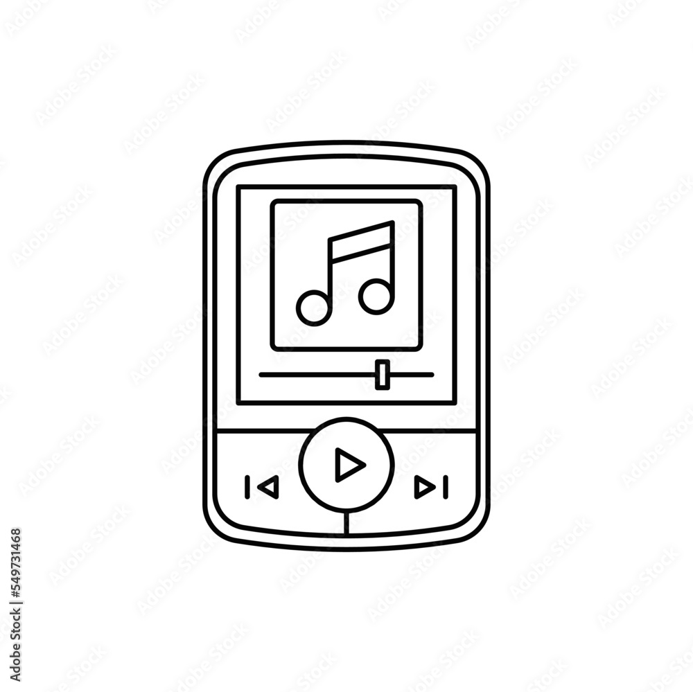 Portable music player icon in line style icon, isolated on white background Portable music player icon in line style icon, isolated on white background