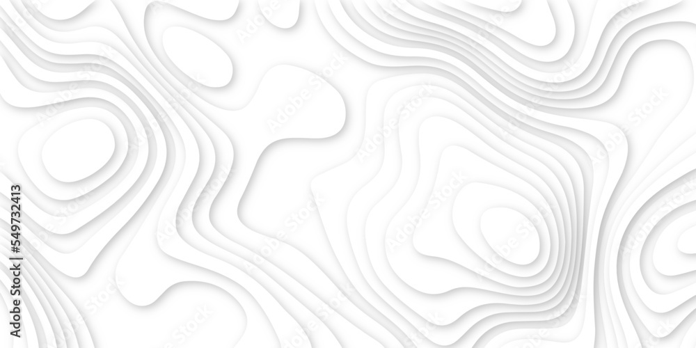Abstract white 3d papercut topography relief. Abstract papercut and multi layer cutout geometric pattern on vector, Abstract soft white background with waves, textured Papercut.	