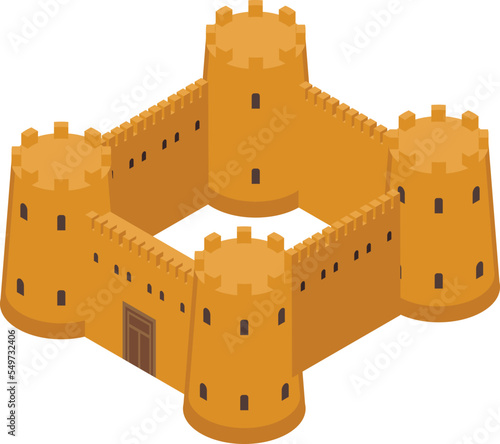 Tajikistan castle icon isometric vector. City travel. Landmark skyline