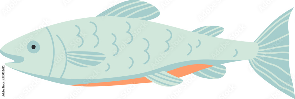 Seafood flat icon Fresh fish packaged food
