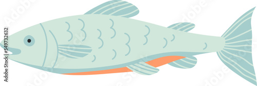 Seafood flat icon Fresh fish packaged food