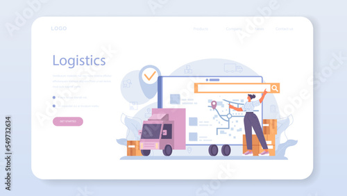 Loader service web banner or landing page. Storekeeper in uniform