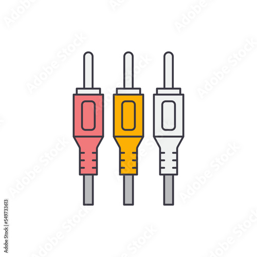 RCA cable icon in color, isolated on white background 