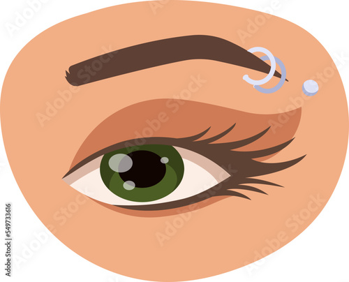 Piercing on eyebrow flat icon Stylish silver accessory