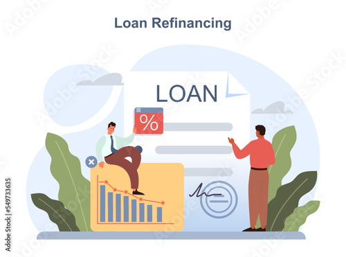 Loan refinancing concept. Credit refunding with getting cash out