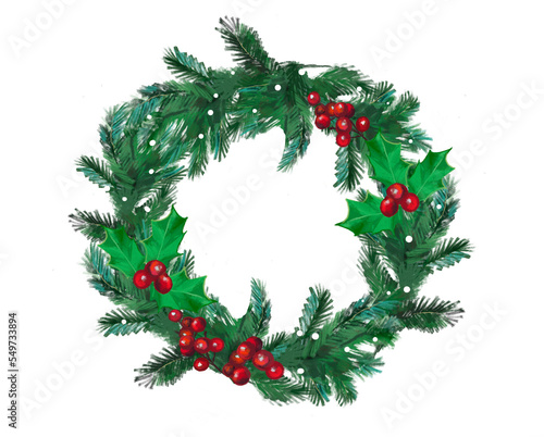 Christmas wreath png illustration, transparent background, holidays.
