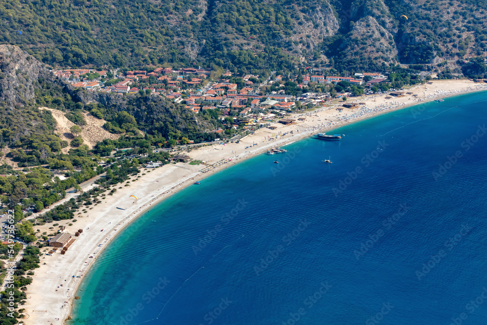 Aerial view of Belcekiz Beach, in Oludeniz, Fethiye, Turkey. Aerial view of Belcekiz Beach, in Oludeniz, Fethiye, Turkey.