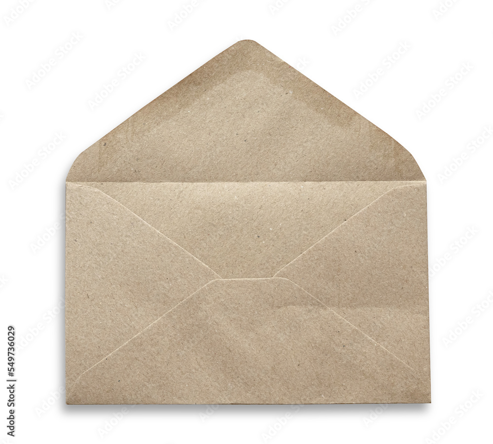 Brown craft open envelope isolated on a white background. Brown craft open envelope isolated on a white background.