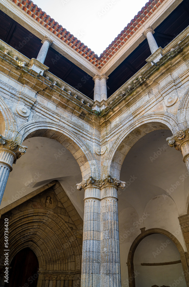 Ornate medieval arches and roof of the Cathedral of Santa María de la Asunción in Viseu, Portugal