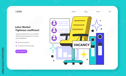Labor market tightness coefficient web banner or landing page. Economy theory
