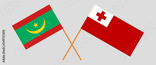 Crossed flags of Mauritania and Tonga. Official colors. Correct proportion Free Download Crossed flags of Mauritania and Tonga. Official colors. Correct proportion - GFXLoad