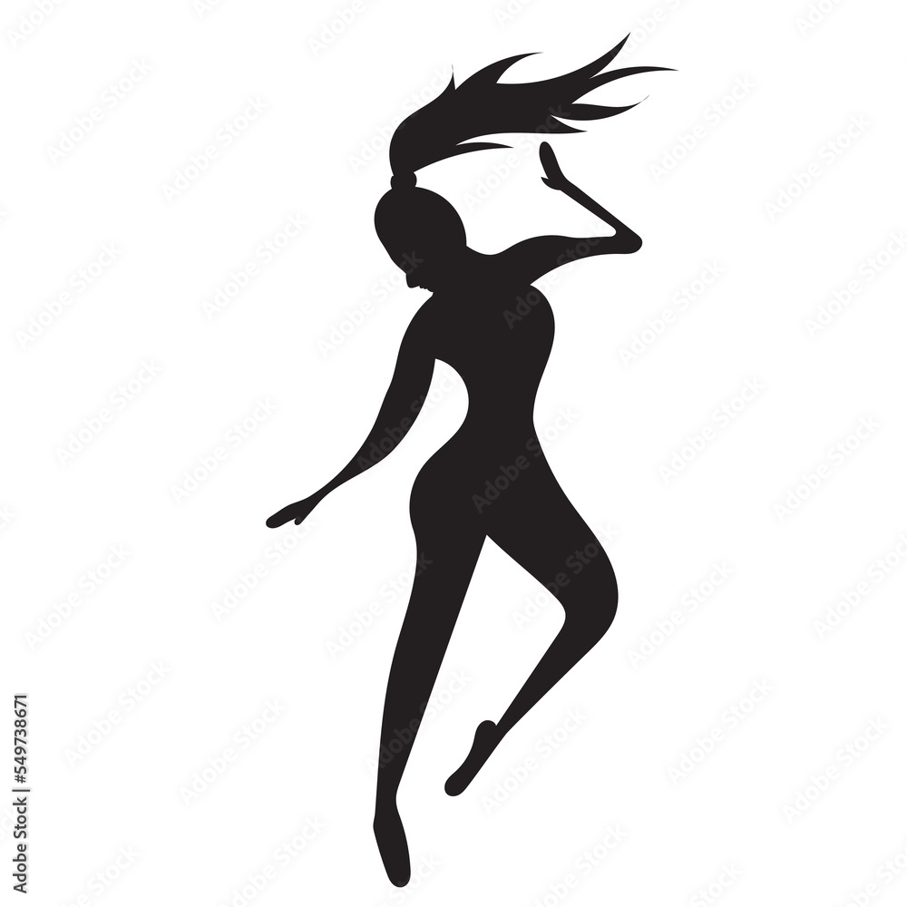 silhouette woman rejoice dancing design vector isolated silhouette woman rejoice dancing design vector isolated