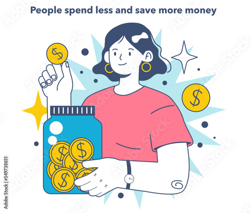 People spend less and save more money as a inflation expectations