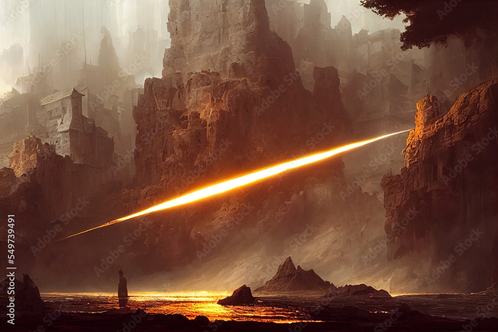 Forge of the Ancient City carved into the mountainside Epic Fantasy 