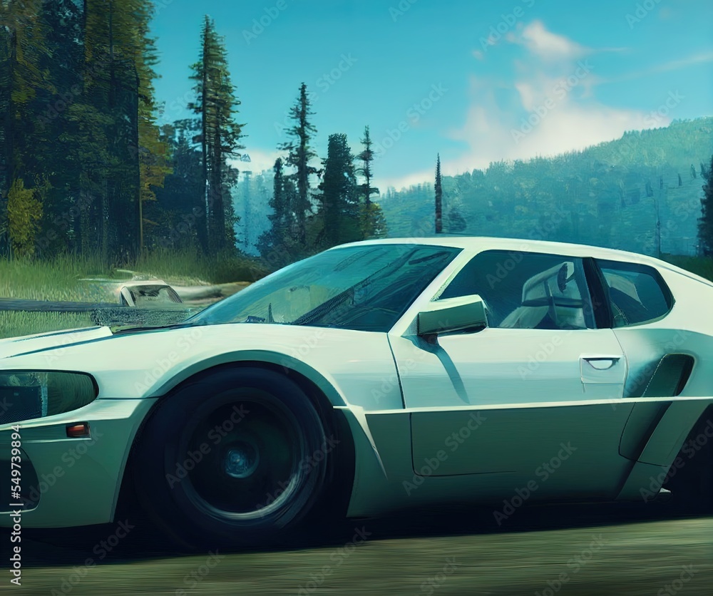 Forest Racing Background Modern Sport Cars Race, Forest in Background - Digital Art, Concept Art ...