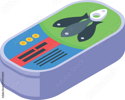 Fish can icon isometric vector. Ocean fish. Food store