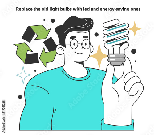 Replace the old light bulbs with led and energy-saving ones for energy
