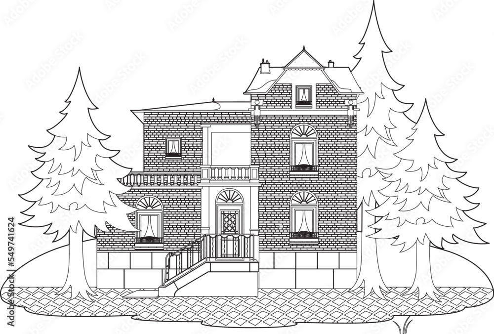 Drawing of a house in winter